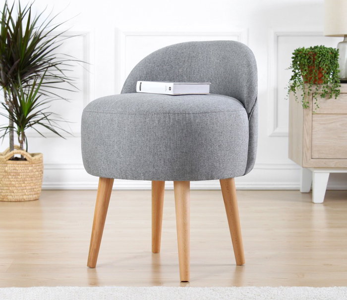 Atelier Del Sofa Puff de Algodón y Lino Gris Atelier Del Sofa Puff de Algodón y Lino Gris